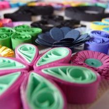 close up of quilled flowers Quilling By Kath Melbourne Quilling Wallart aqua purple